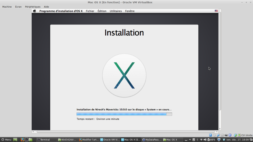 Capture Installation Mac OS X Mavericks